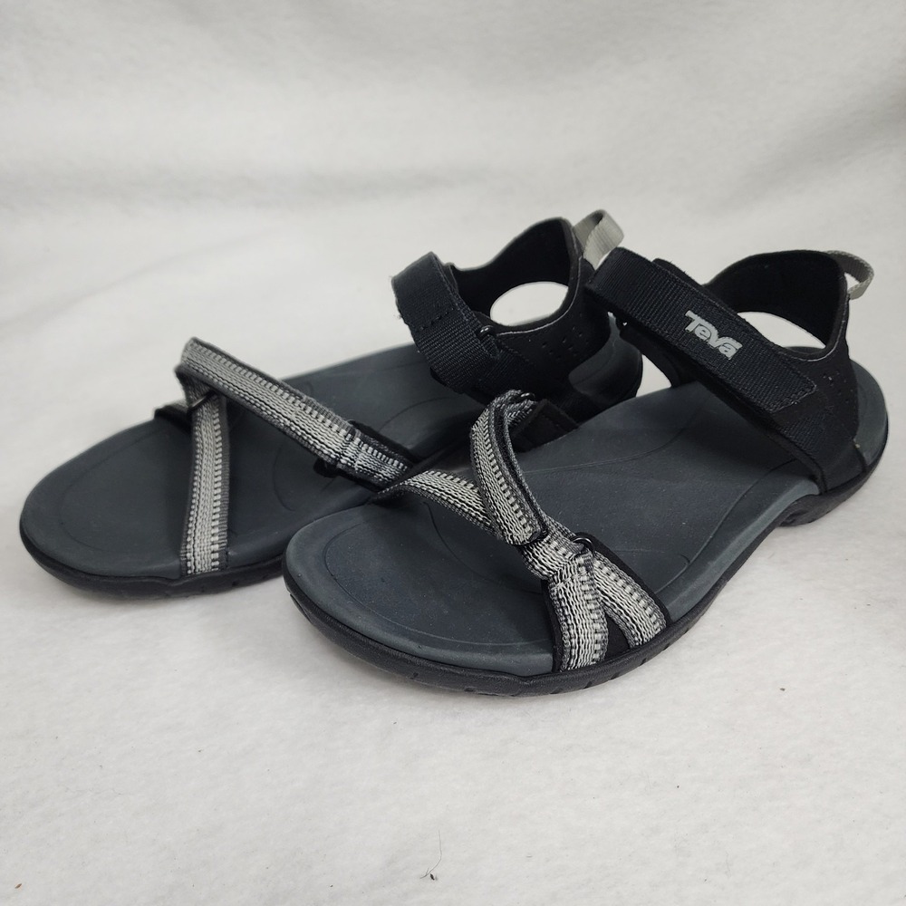 Teva Verra 1006263 Womens 7.5 Strappy Gray Black Quick Dry Straps Hiking Sandal